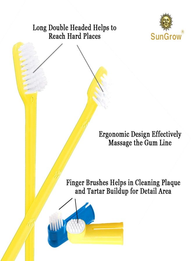 SunGrow Dog Toothbrush Set, Dual-Headed Brush, 2 Bonus Finger Brushes Included, Removes Plaque, freshens Dog's Breath, Use with Dog Toothpaste, 3 Pcs - Image 5