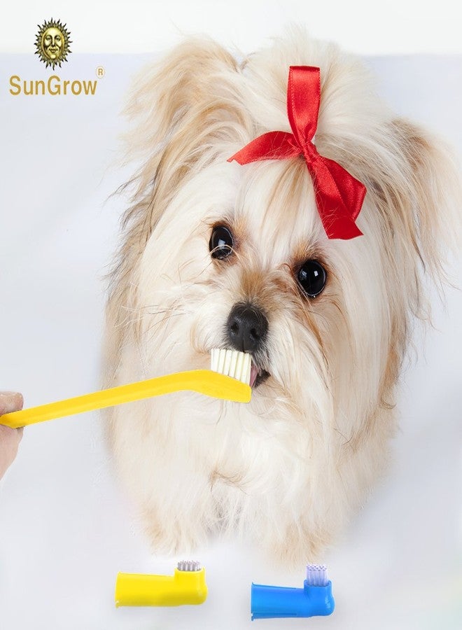 SunGrow Dog Toothbrush Set, Dual-Headed Brush, 2 Bonus Finger Brushes Included, Removes Plaque, freshens Dog's Breath, Use with Dog Toothpaste, 3 Pcs - Image 2