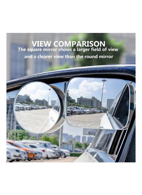 Blind Spot Mirror, Rectangle HD Glass Frameless Convex Lens, Rear View Mirrors Exterior Accessories, with Wide Angle Adjustable, Stick for All Universal Vehicles Car Stick-on Design (2 PCS)