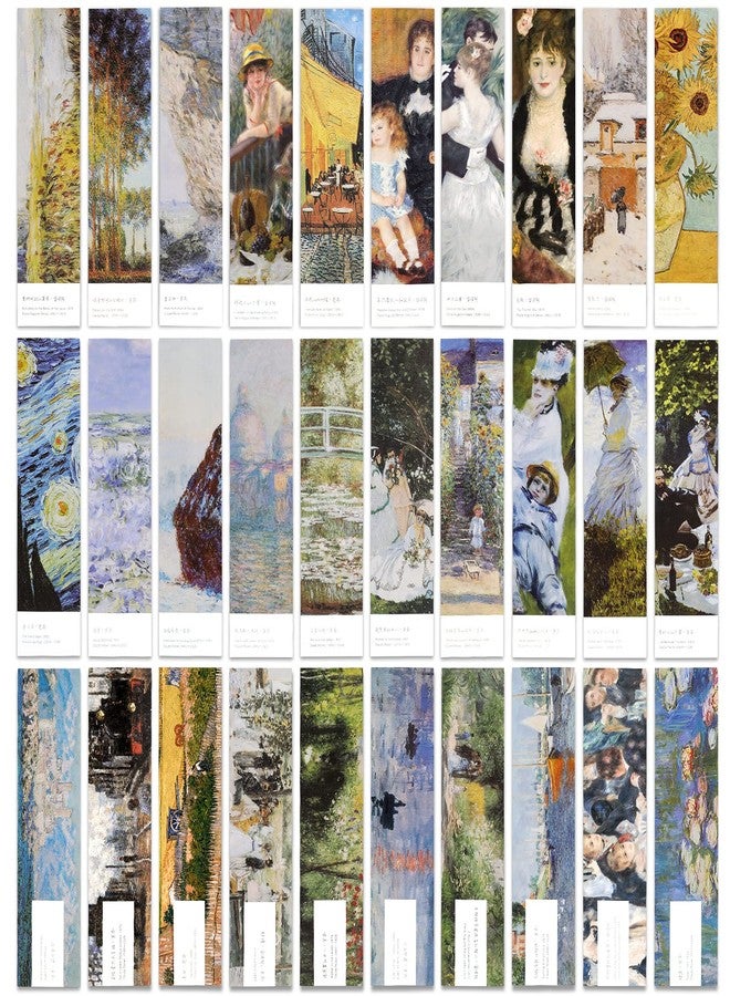 MWOOT 30 Art Painting Style Paper Bookmarks, Monet Van Gogh Renoir Art Painting Page Folder Bookmark Set, Fine Arts Museum Bookmark Book Reading Marker Gift (15x4 cm, 30 Styles) - Image 1