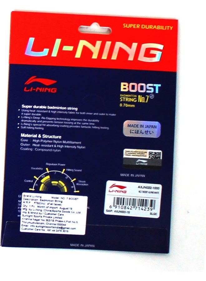 Li-Ning Unisex Adult No.7 Boost Badminton - String, 0.70Mm Diameter - Alpine White, One Size - Image 2