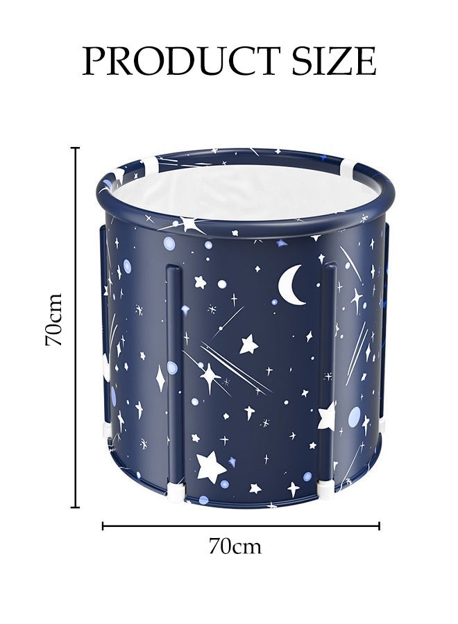 DUNISO Portable Folding Bathtub，Multifunctional Spa Folding Bathtub，Adult Freestanding Bucket，Insulation,Leak Proof，With Seat Cushion, Bath Bag, Drain Valve, Support Pole, Drain Pipe，For Hot Bath, Ice Bath And Spa Bath，70*65cm - Image 2