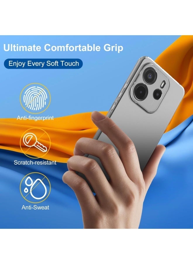 جراب متوافق مع هاتف شاومي ريدمي نوت 14 4G (ليس 5G)، جراب شفاف تمامًا مصنوع من جل TPU ناعم ومرن من السيليكون، مقاوم للخدش، لحماية الكاميرا، غطاء TPU شفاف - شفاف - Image 2