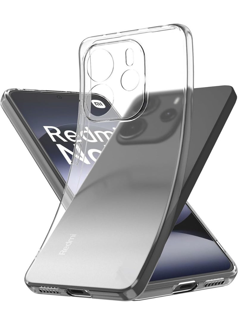 جراب متوافق مع هاتف شاومي ريدمي نوت 14 4G (ليس 5G)، جراب شفاف تمامًا مصنوع من جل TPU ناعم ومرن من السيليكون، مقاوم للخدش، لحماية الكاميرا، غطاء TPU شفاف - شفاف - Image 1