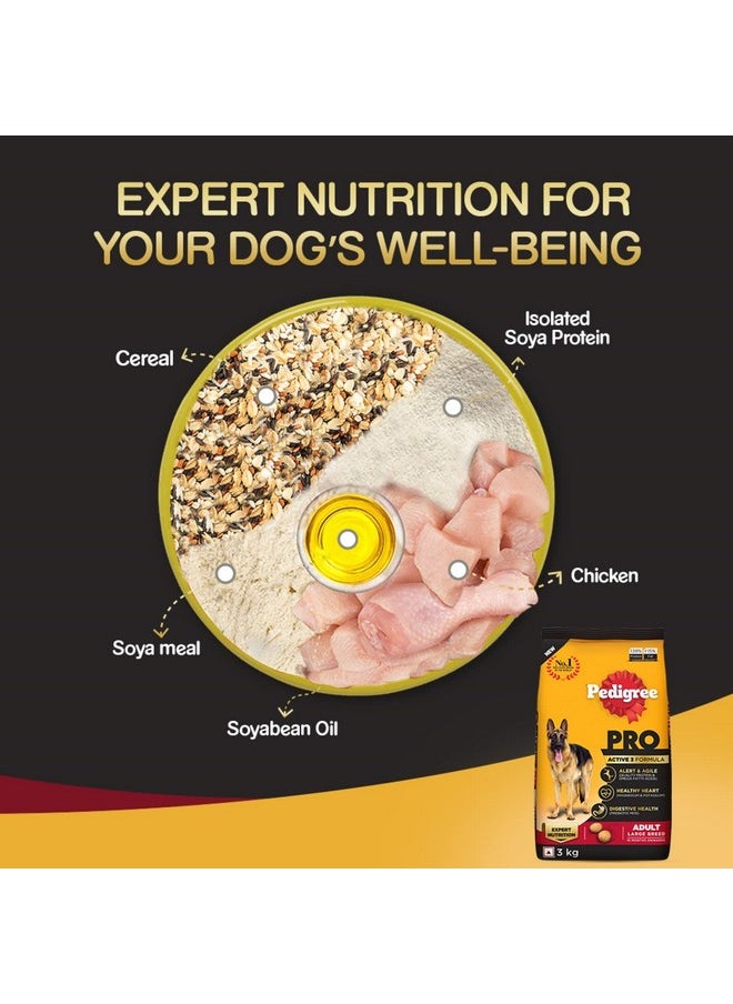 Pedigree Pedigree Pro Adult Large Breed, Dry Dog Food (18 Months Onwards), 3 Kg Pack, Chicken  - Image 3