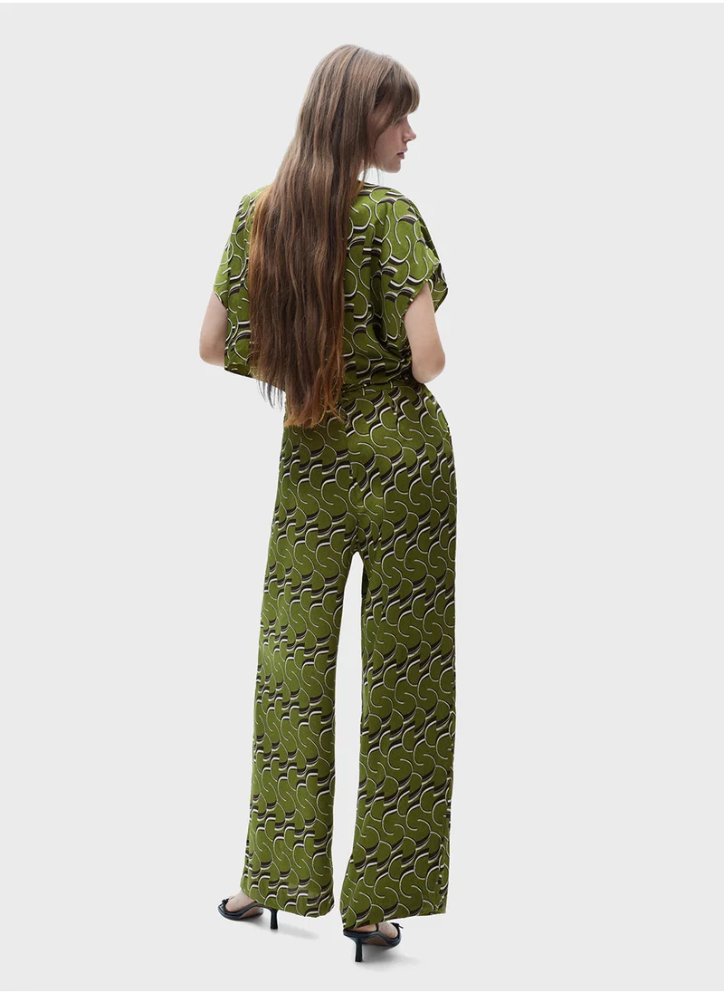 MANGO Printed Satin Jumpsuit