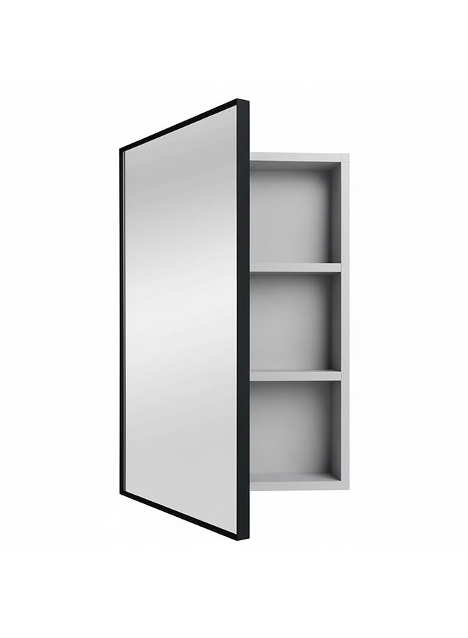 WALALLA HOME Medicine Cabinet, 65x40cm Bathroom Mirror with Storage, Wall Mounted carbon fiber Storage Cabinet, Modern Rectangle Surface-Mount Design, Dark Gray - Image 2