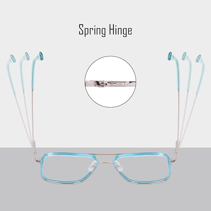 Dervin Blue Light Blocking Blue Cut Zero Power anti-glare Retro Square Eyeglasses, Frame for Eye Protection from UV by Computer/Tablet/Mobile/Laptop (Ice Blue) - Image 4