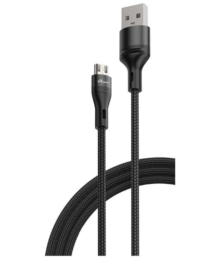 MPBLBERRI Micro USB Fast Charging Cable 2.4A 2M – Durable Braided Micro USB Charging & Data Sync Cable for Android Phones, Power Banks & USB Devices