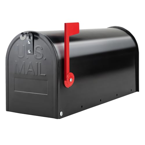 GIGYES Mailboxes for Outside Post Mount, Black Metal Mailbox, Standard Size, 20 x 8.7 x 6.7 Inches - Image 1
