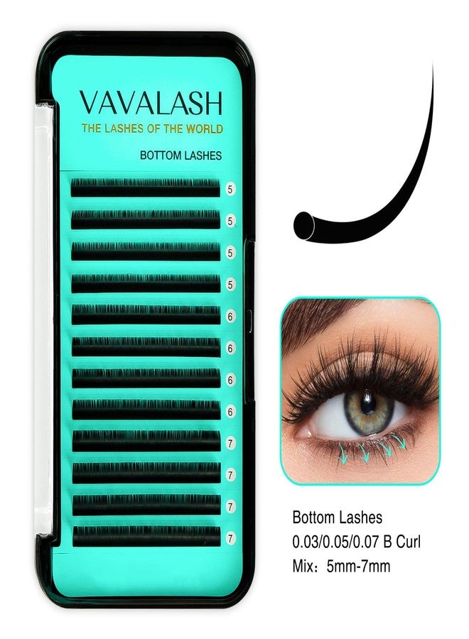 VAVALASH Bottom Lash Extensions 5/6/7mm Mixed Under Bottom Lower Eyelash Extensions Natural Bottom Lashes（0.03-B-5-7mm Mixed）, Black - Image 2