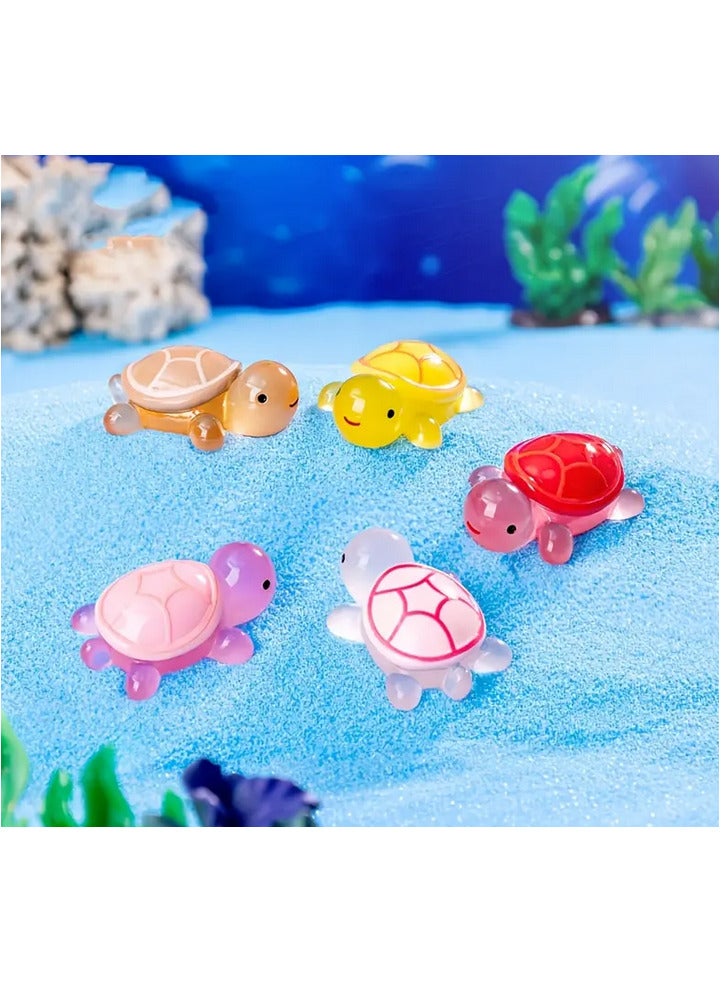 2-Piece Colorful Turtle Statues Stand - Medium, Resin Sea Turtle Decor Set for Party Supplies and Small Gifts, Perfect for Halloween, Christmas, Valentine's Day and More, Decorative Turtle Decor | Cute Design | Vibrant Colors "Green/Pink"  - Image 1