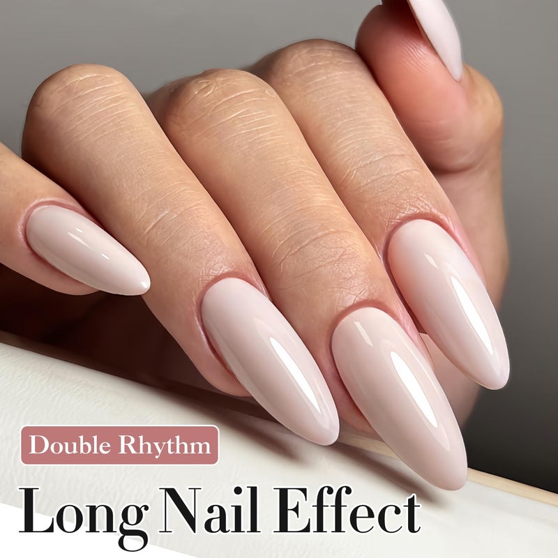 Double Rhythm 15ML Gel Nail Polish Pure Sheer Same Color Same Bottle Soak Off Gel Polish Art Manicure Salon DIY at Home for Women (Cream Nude Pink-A1332) - Image 3