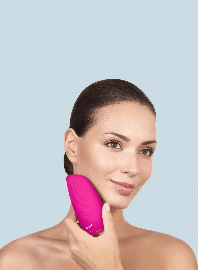 جيسكي SmartAppGuided Sonic Thermo Facial Brush & Face Lifter 8 في 1 تنظيف البشرة ومكافحة التجاعيد فرشاة تنظيف كهربائية مصنوعة من السيليكون مساج الوجه تنظيف ومكافحة الشيخوخة - ماجنتا