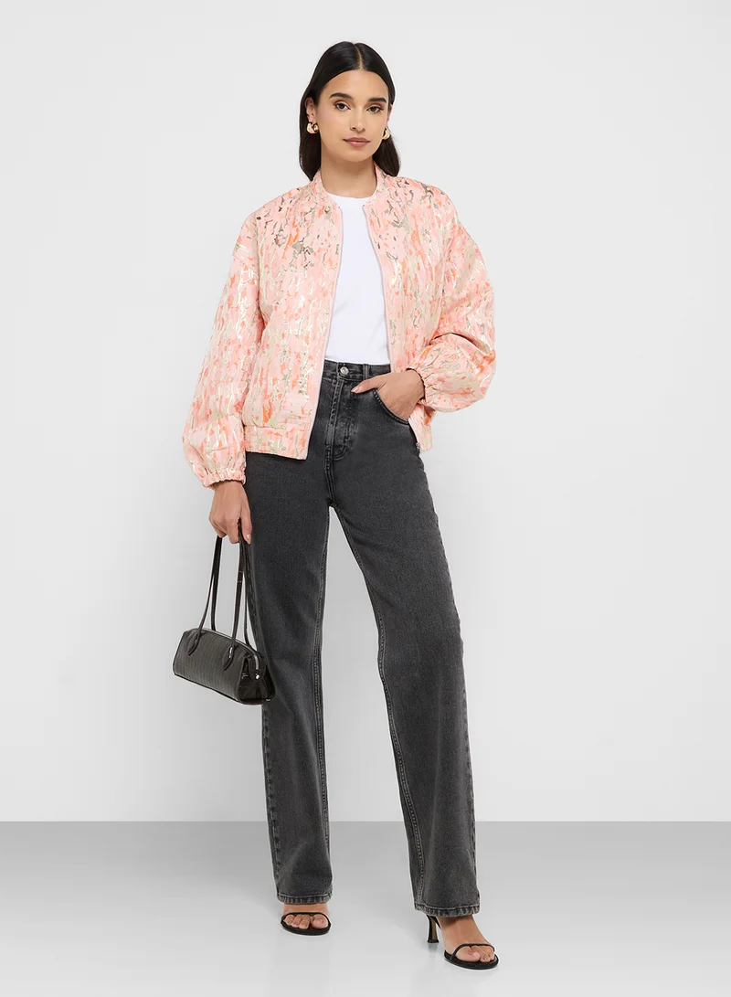 VERO MODA Foil Print Detail Jacquard Bomber Jacket