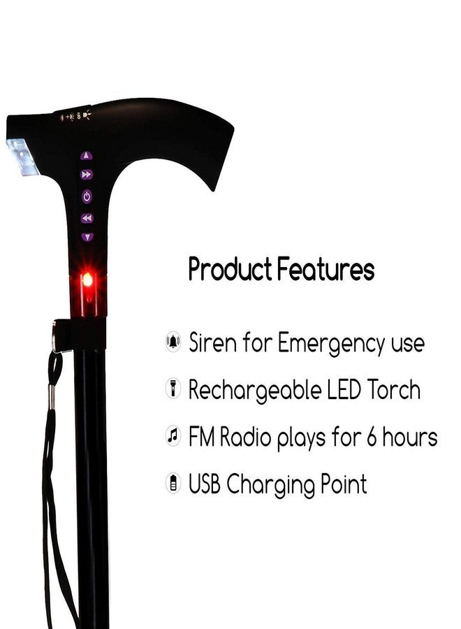MCP Jindal Smart Walking Stick With Fm Radio, Siren & Torch - Image 3
