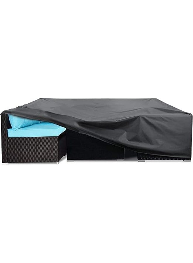 Couch Protective Cover, Garden Furniture Set Covers, Oxford Fabric, UV Resistant Protective Covers for Table, Chair, Sofa, 340 x 180 x 85 cm, Black - Image 1