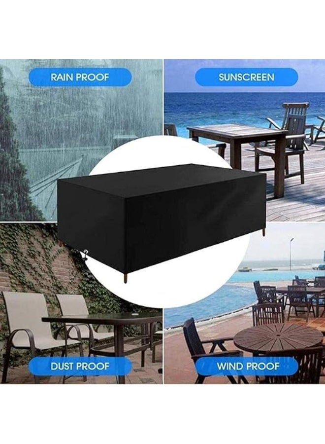 Couch Protective Cover, Garden Furniture Set Covers, Oxford Fabric, UV Resistant Protective Covers for Table, Chair, Sofa, 340 x 180 x 85 cm, Black - Image 2