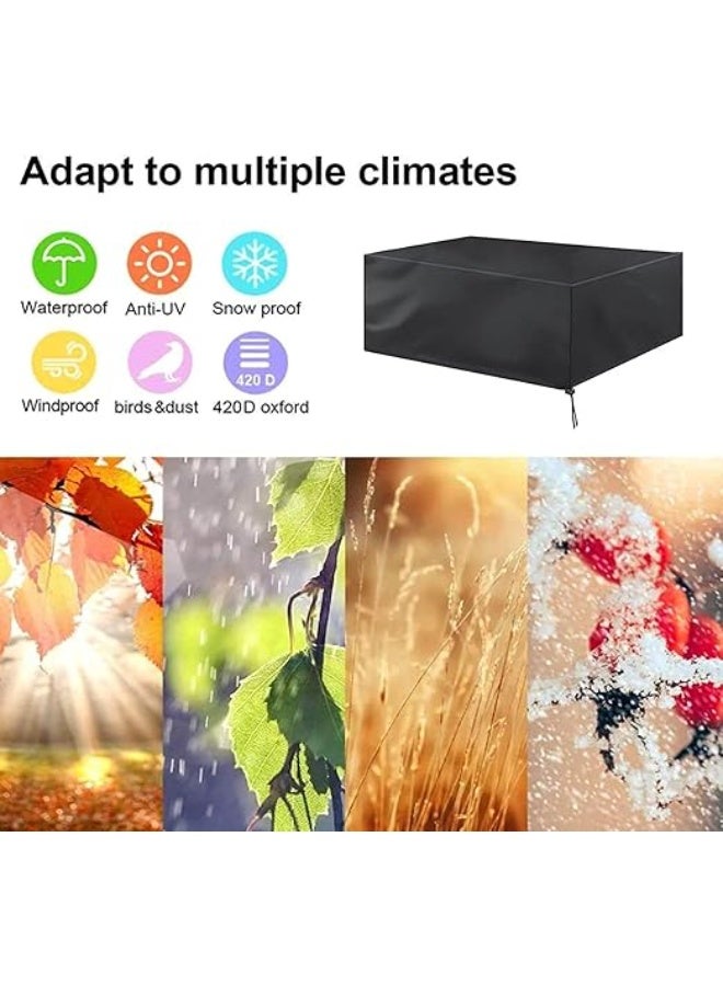 Couch Protective Cover, Garden Furniture Set Covers, Oxford Fabric, UV Resistant Protective Covers for Table, Chair, Sofa, 340 x 180 x 85 cm, Black - Image 3