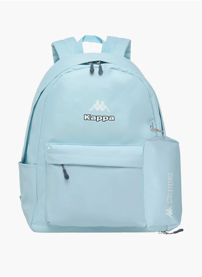 Kappa Logo Print School Backpack with Pencil Pouch - 46x38x15 cm