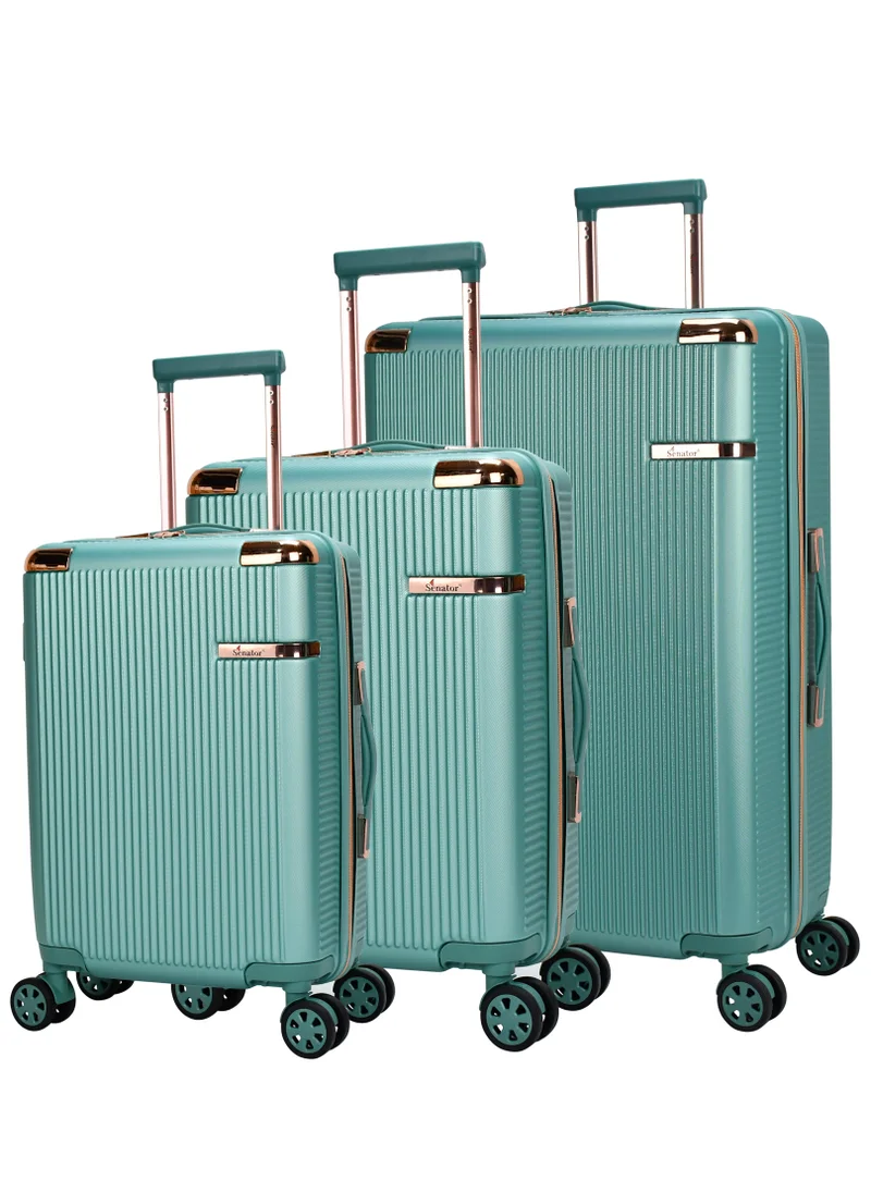 سيناتور Hard Case Trolley Luggage Set For Unisex ABS Lightweight 4 Double Wheeled Suitcase With Built In TSA Type lock A5123 Set Of 3 Light Green
