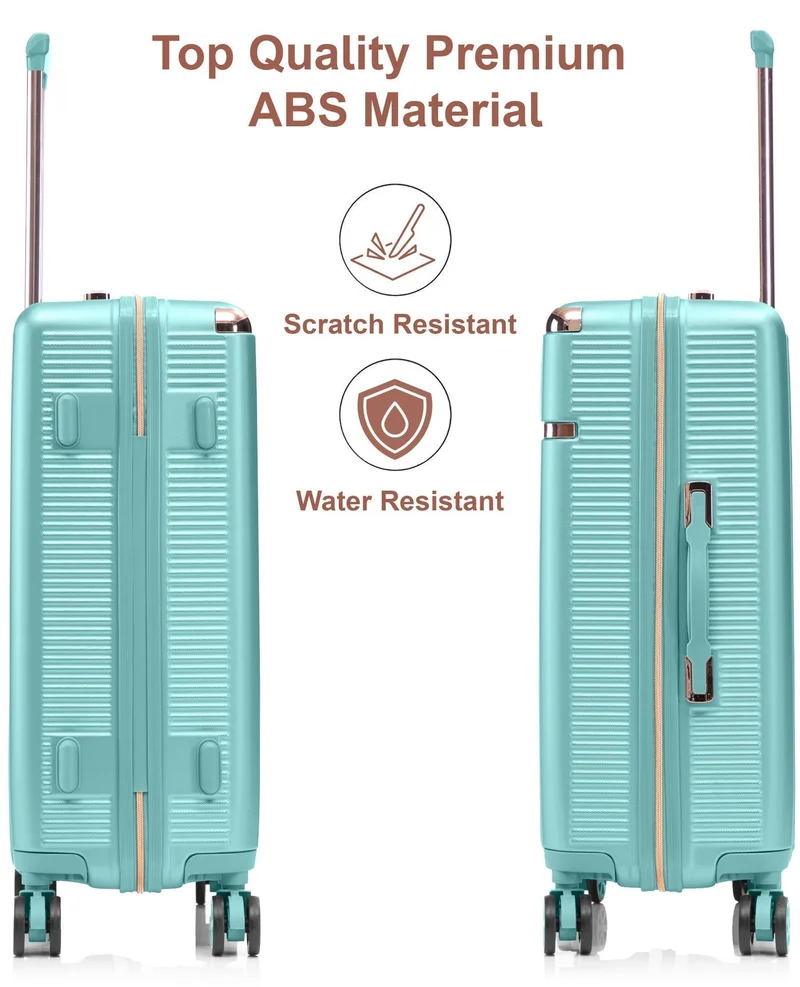 Senator Light Green Hard Case Trolley Luggage Set For Unisex ABS Lightweight 4 Double Wheeled Suitcase With Built In TSA Type lock A5123 Set Of 3 Light Green  | Best Price UAE