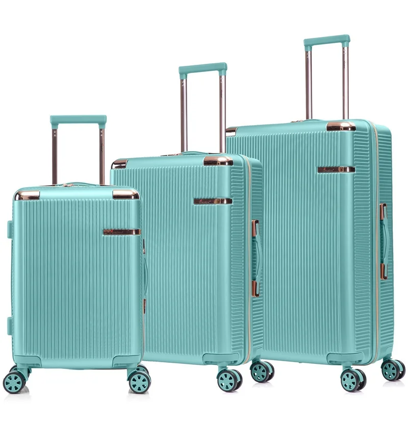 سيناتور طقم حقائب ترولي صلبة للجنسين خفيفة الوزن من  بعجلات مزدوجة مع قفل  مدمج، مجموعة من  قطع، أخضر فاتح