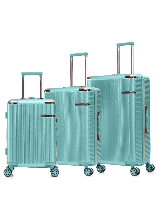 SENATOR Hard Case Trolley Luggage Set For Unisex ABS Lightweight 4 Double Wheeled Suitcase With Built In TSA Type lock A5123 Set Of 3 Light Green - Image 1