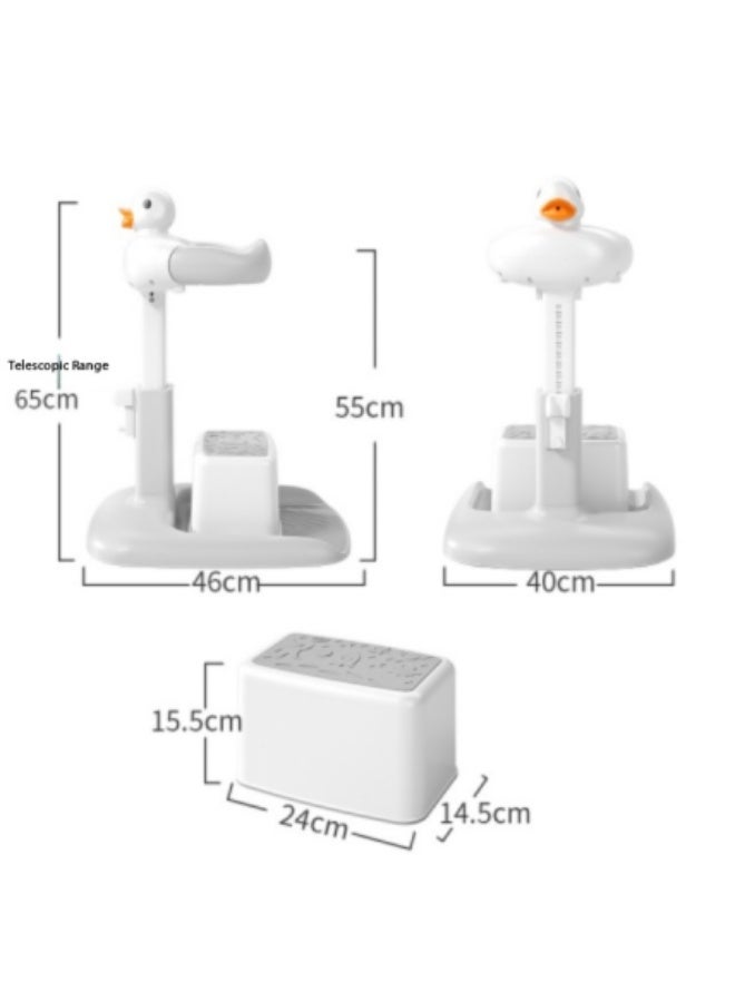 Adjustable Height Foldable Baby Bath Stand with Stool & Non-Slip Base – Duck Head Design - Image 2