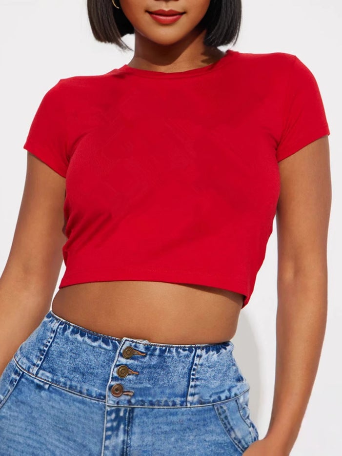Independent Station Export Wish Round Neck Short Navel-Baring Women - Image 2