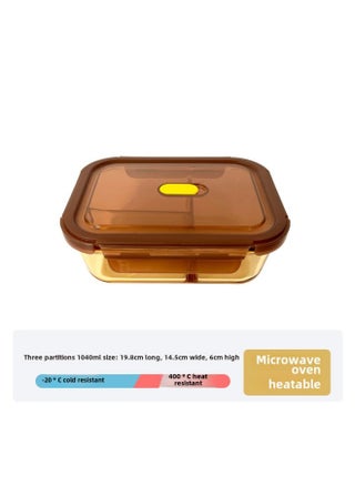 Glass Lunch Box Fresh-keeping Box Microwave Heating Bowl Packing With Lid Lunch Bowl Sealed-Specifications:1040ml Three-compartment Rectangle-Color:Amber - pzsku/Z3ACCBFE51020E05405D6Z/45/_/1742977000/1ede3c58-e4d8-47a6-9ab5-5d3d87536ce2