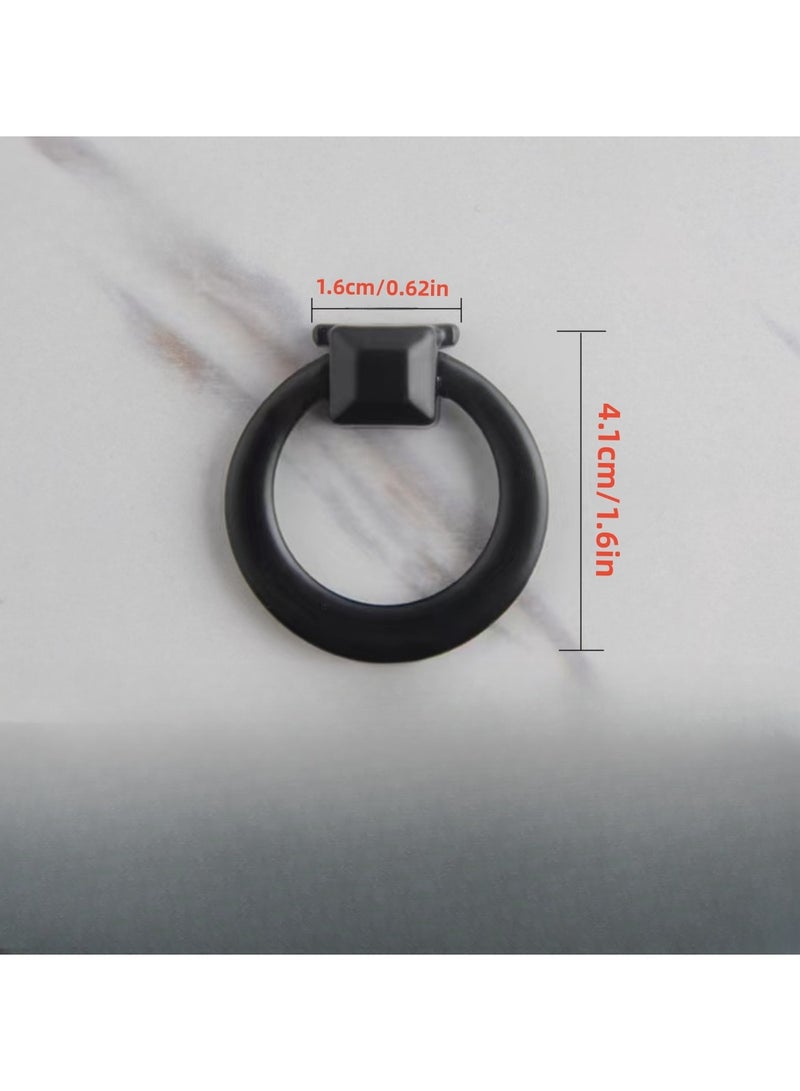 6 PCS Ring Drawer Pulls Matte Black Ring Handle Knobs for Cabinet Drawer Dresser Cabinet Wardrobe, Single Hole - Image 3