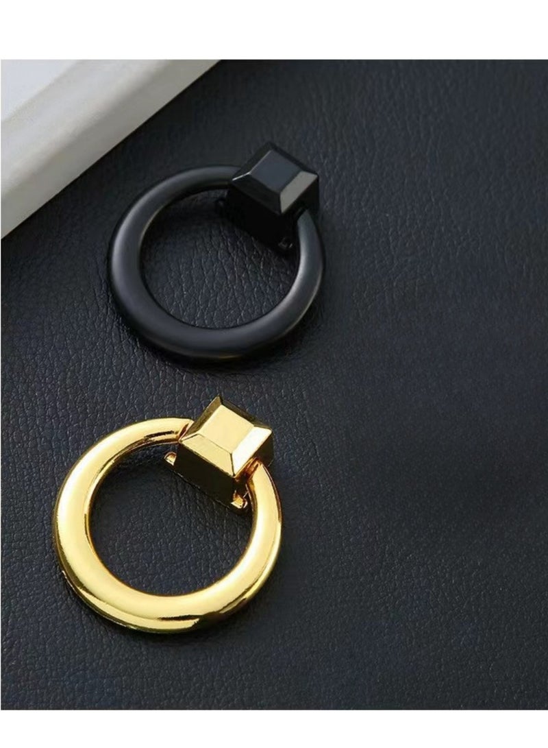 6 PCS Ring Drawer Pulls Matte Black Ring Handle Knobs for Cabinet Drawer Dresser Cabinet Wardrobe, Single Hole - Image 5