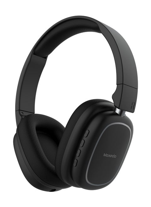 Moxedo Rave Bass Wireless ANC Headphone 42dB Active Noise Cancelling Over-Ear Headphone Dual Powered, 33 Hours Long Playtime with Built-in Microphone (Black)