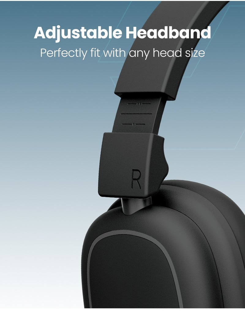 Moxedo Moxedo Rave Bass Wireless ANC Headphone 42dB Active Noise Cancelling Over-Ear Headphone Dual Powered, 33 Hours Long Playtime with Built-in Microphone (Black)  - Image 3