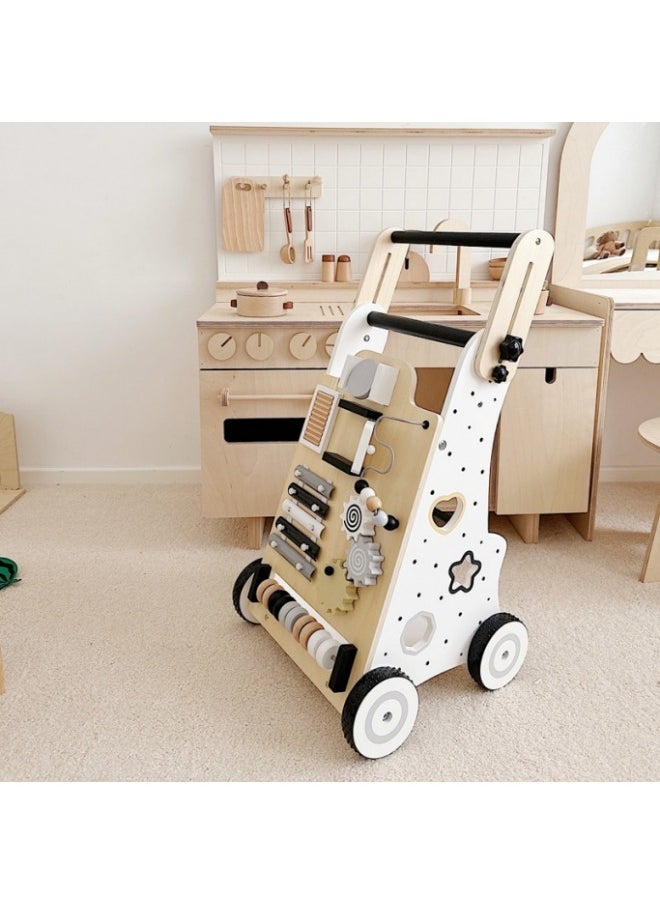 Generic - Wooden Baby Activity Walker: Push Along Walker for Toddlers and Babies, Learning Walker with Multi Sensory Early Development. - Image 1