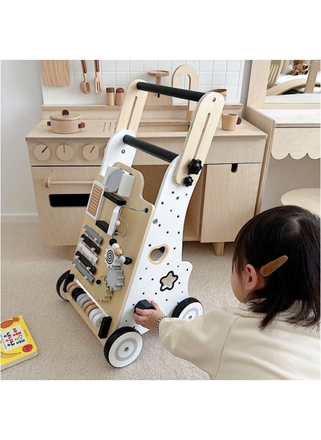 Generic - Wooden Baby Activity Walker: Push Along Walker for Toddlers and Babies, Learning Walker with Multi Sensory Early Development. - Image 1