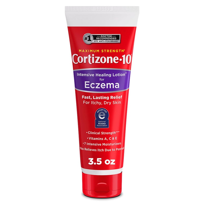 Cortizone 10 Cortizone-10 Maximum Strength Intensive Healing Itch Relief Lotion for Eczema, 1% Hydrocortisone, Fast-Acting, Anti-Itch Cream for Minor Skin Irritations, Rashes and Inflammation Due to Eczema, 3.5 oz - Image 1