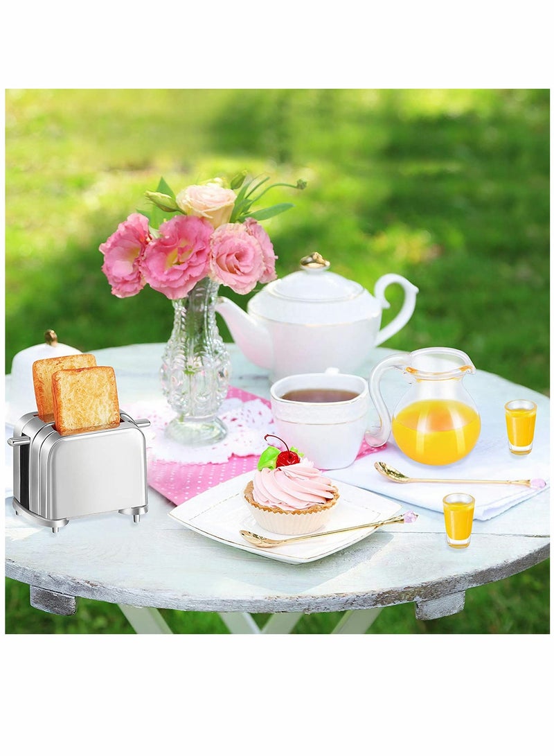 KASTWAVE Dolls Accessories, Dollhouse Decoration Accessories, 1:12/ 1:6, Dollhouse Miniature Scene Model, Miniature Scene Model, Mini Scene, Breakfast Set, Pretend Toy (Juice, Butter, Bread Machine Set) - Image 3