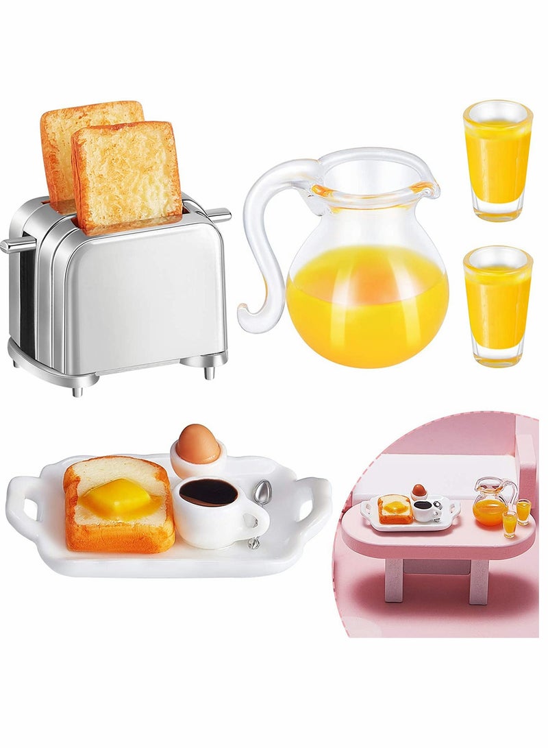 KASTWAVE Dolls Accessories, Dollhouse Decoration Accessories, 1:12/ 1:6, Dollhouse Miniature Scene Model, Miniature Scene Model, Mini Scene, Breakfast Set, Pretend Toy (Juice, Butter, Bread Machine Set) - Image 1
