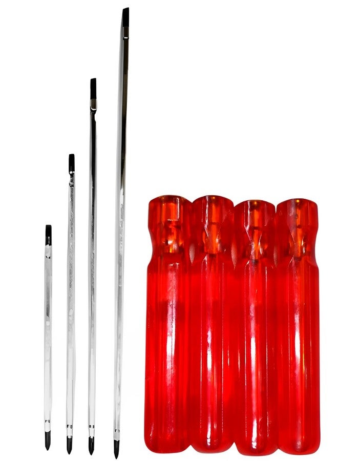 ziodic Magnetic Screwdriver Silver Repairing Screwdriver Interchangeable Tool Power Magnetice Pechkas Power Home Tools Multipurpose Magnetic Screwdriver Tool I (Red Screwdriver set of 4,6,8,10 Inch) - Image 1
