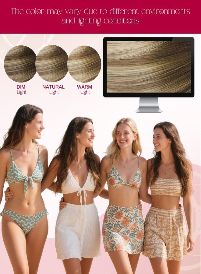 Moresoo Nano Hair Extensions Human Hair Natural Brown to Light Brown with Natural Light Blonde Balayage Nano Ring Hair Extensions Human Hair Brown 50G 50 Strands 16 Inch - Image 5