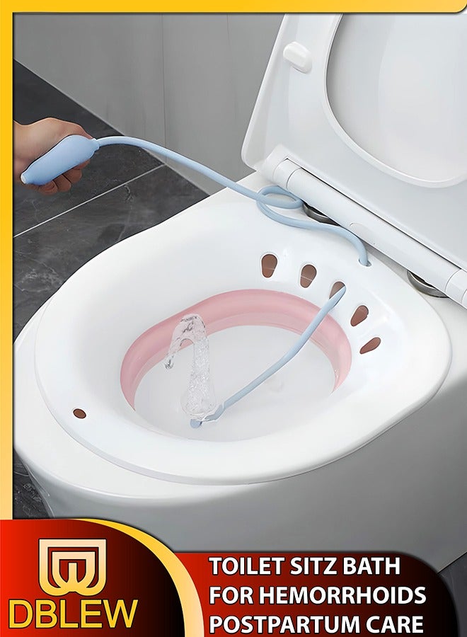 DBLEW Foldable Sitz Bath For Toilet Seat Soothes Hemorrhoids And Perineum Postpartum Care Pregnant Women Perineal Care Yoni Steam Collapsible Basin Flusher Hose Drain Holes Wider Seating Area Deeper Bowl  - Image 1