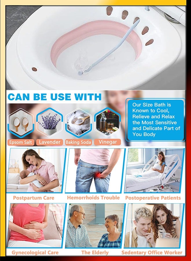 DBLEW Foldable Sitz Bath For Toilet Seat Soothes Hemorrhoids And Perineum Postpartum Care Pregnant Women Perineal Care Yoni Steam Collapsible Basin Flusher Hose Drain Holes Wider Seating Area Deeper Bowl  - Image 4