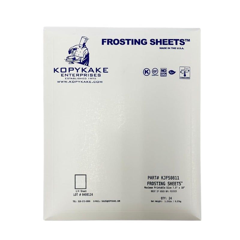 Kopykake Frosting Sheets Premium (Icing Sheets) – 24 Sheets (1 Pack) – White Edible Printer Paper, Icing Paper, Frosting Sheets (16 Sizes/Shapes) (7.5" x 10" (1/4 Sheet)) - Image 2