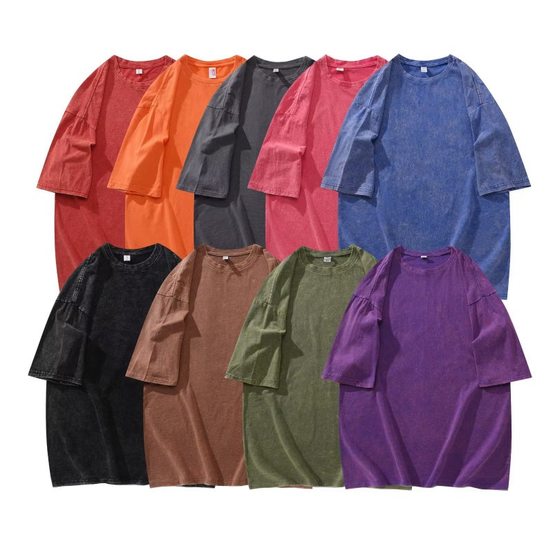 Cotton Washed T-shirt Round Neck Japanese Style All-match Short-sleeved New Fashion Trendy Brand Youth Popular Men's Summer Art Ins - Image 5