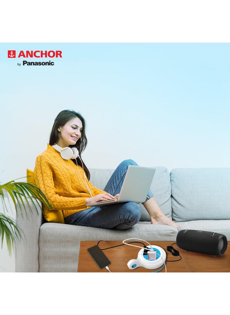 Anchor Anchor by Panasonic Diamond 6A 2 Pin Flex Box with Indicator Handle 8 Mtr Extension Flexi Cord with Universal Socket  - Image 5