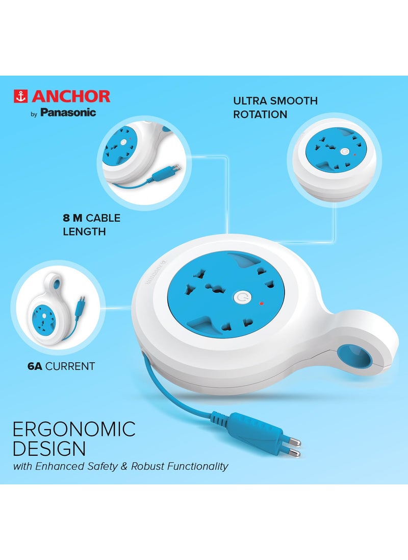 Anchor Anchor by Panasonic Diamond 6A 2 Pin Flex Box with Indicator Handle 8 Mtr Extension Flexi Cord with Universal Socket  - Image 3