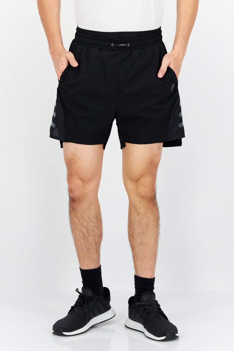 FILA Men Sportswear Fit Brand Logo Training Shorts, Black  - Image 1
