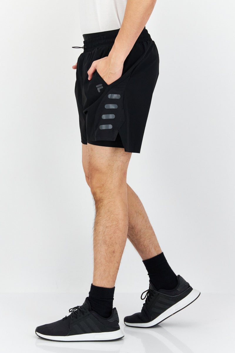 FILA Men Sportswear Fit Brand Logo Training Shorts, Black  - Image 2